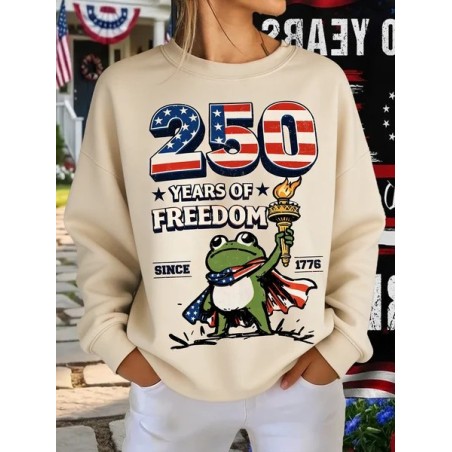 Women Text Letters Crew Neck Vintage Spring/Fall Long Sleeve Sweatshirt