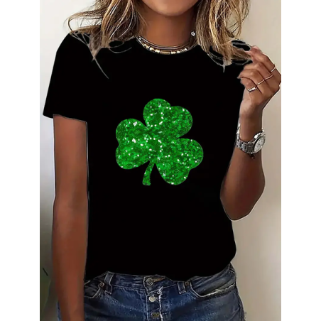 Women's Shamrock Short Sleeve Tee T-shirt Crew Neck Printing Casual Summer Graphic Tee Top