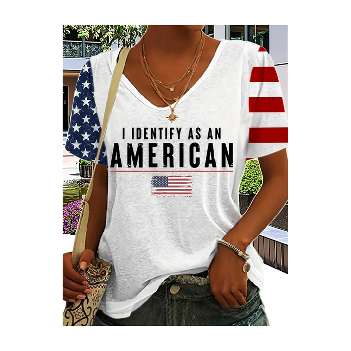 Women Text Letters Short Sleeve Tee T-shirt V Neck Printing Casual Graphic Tee Summer Top