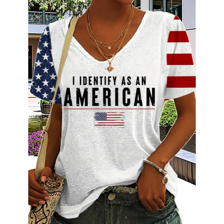 Women Text Letters Short Sleeve Tee T-shirt V Neck Printing Casual Graphic Tee Summer Top