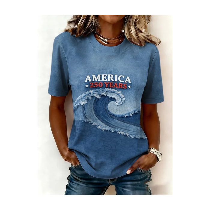 Women Text Letters Short Sleeve Tee T-shirt Crew Neck Printing Casual Graphic Tee Summer Top