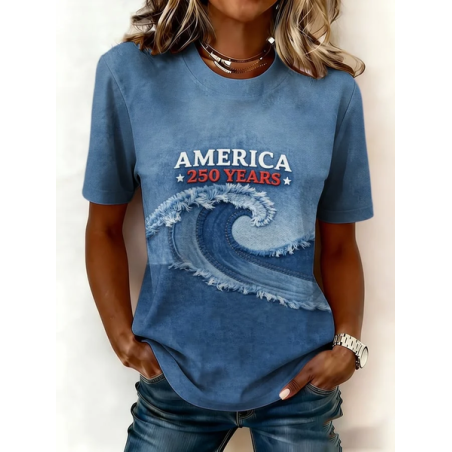 Women Text Letters Short Sleeve Tee T-shirt Crew Neck Printing Casual Graphic Tee Summer Top