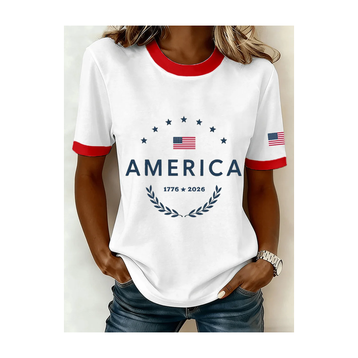 Women Text Letters Short Sleeve Tee T-shirt Crew Neck Printing Casual Graphic Tee Summer Top