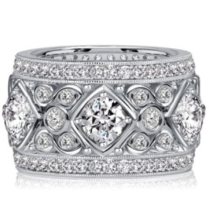 Italo Unique Round Cut Filigree Vintage Eternity Band Anniversary Rings