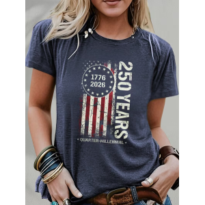 Women Text Letters Short Sleeve Tee T-shirt Crew Neck Printing Casual Graphic Tee Summer Top