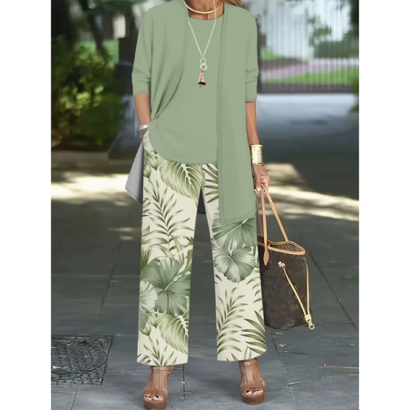 Women Plants Printing Matching Outfit Daily Long Sleeve Casual Spring/Fall Multi-Piece Set Matching Set