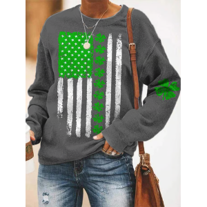Women's Shamrock Crew Neck Printing Casual Spring/Fall Long Sleeve Sweatshirt