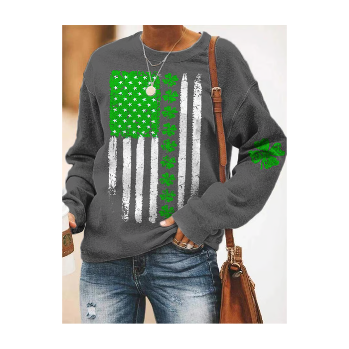 Women's Shamrock Crew Neck Printing Casual Spring/Fall Long Sleeve Sweatshirt