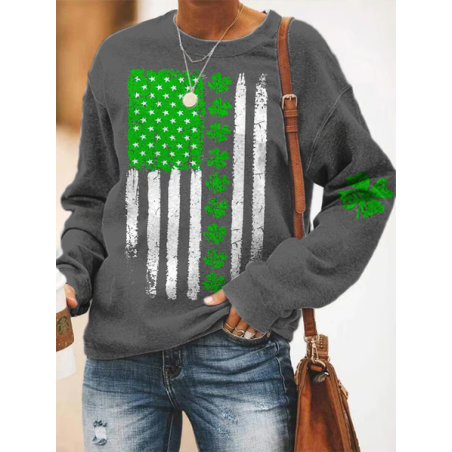 Women's Shamrock Crew Neck Printing Casual Spring/Fall Long Sleeve Sweatshirt