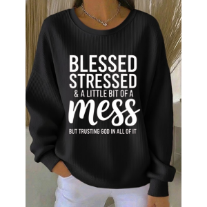 Casual Text Letters Printing Loose Sweatshirt