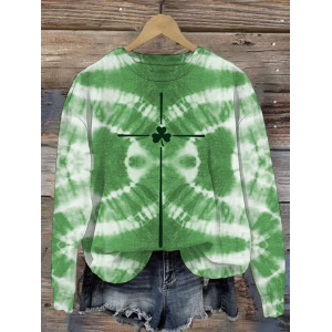 Women's Crew Neck Shamrock St. Patrick's Day Floral Casual Spring/Fall Long Sleeve Sweatshirt