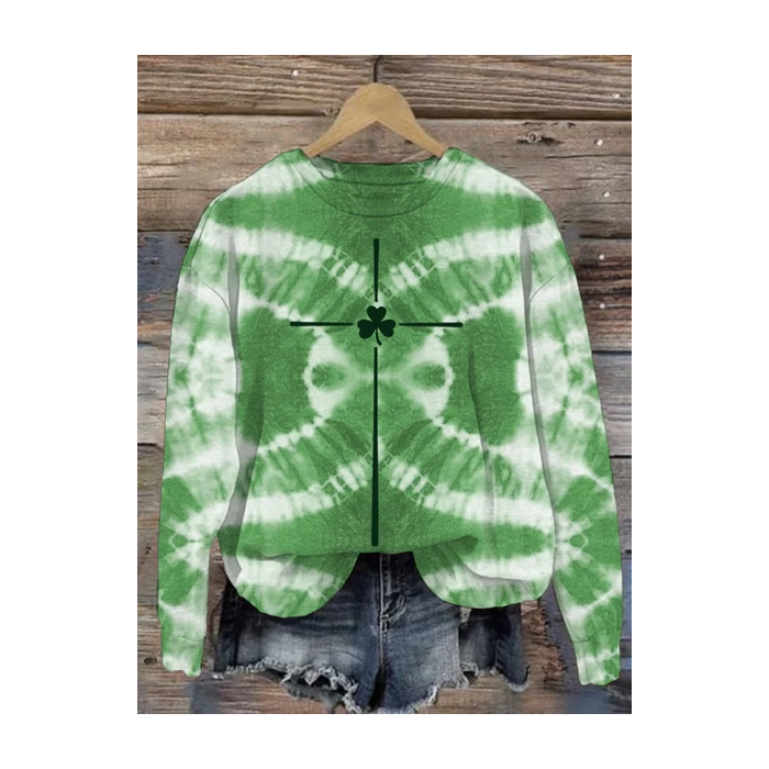 Women's Crew Neck Shamrock St. Patrick's Day Floral Casual Spring/Fall Long Sleeve Sweatshirt