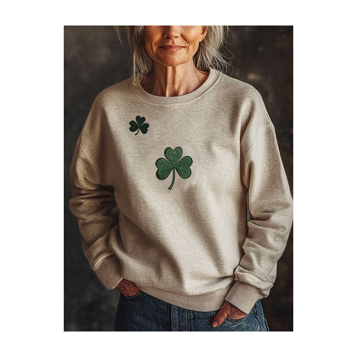 Women's St Patrick's Day Shamrock Floral Casual Spring/Fall Long Sleeve Sweatshirt