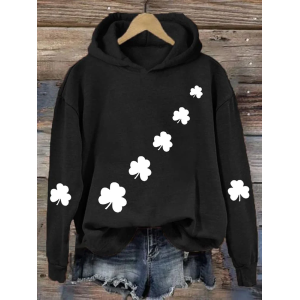 Women's St. Patrick's Day Floral Shamrock Spring/Fall Printing Long Sleeve Casual Daily Hoodie