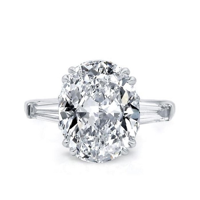 Italo Double Prong Oval Created White Sapphire Engagement Ring