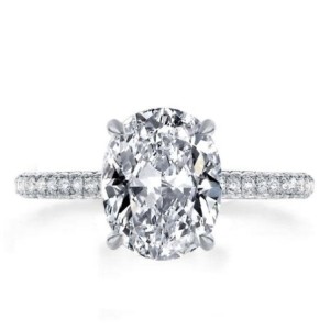 Three Row Shank Oval Engagement Ring