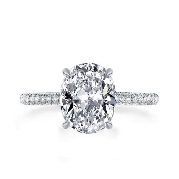 Three Row Shank Oval Engagement Ring