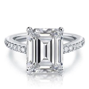 Italo Emerald Cut Engagement Ring Silver Ring Affordable
