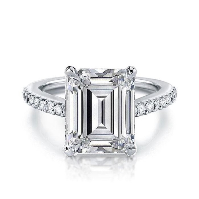 Italo Emerald Cut Engagement Ring Silver Ring Affordable