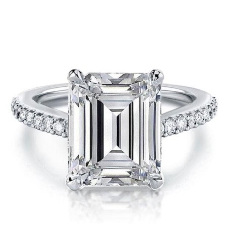 Italo Emerald Cut Engagement Ring Silver Ring Affordable