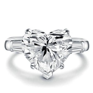 Italo Three Stone Heart Created White Sapphire Engagement Ring