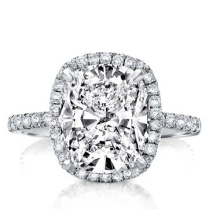 Italo Halo Cushion Created White Sapphire Engagement Ring