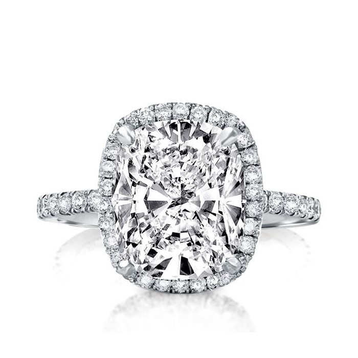 Italo Halo Cushion Created White Sapphire Engagement Ring