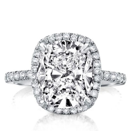 Italo Halo Cushion Created White Sapphire Engagement Ring