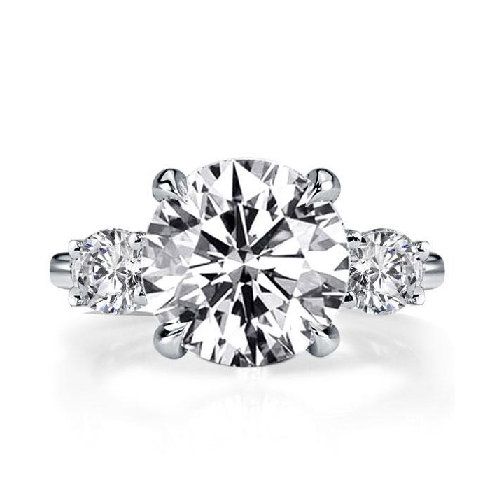 Italo Three Stone Created White Sapphire Engagement Ring