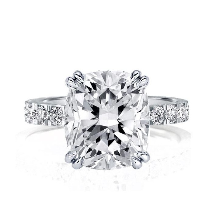 Double Prong Cushion Engagement Ring