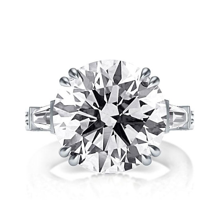 Italo Round Three Stone Created White Sapphire Engagement Ring