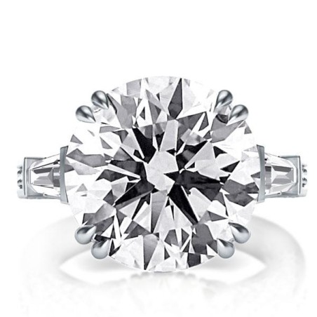 Italo Round Three Stone Created White Sapphire Engagement Ring