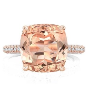 Rose Gold Double Hidden Halo Cushion Champagne Engagement Ring