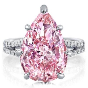 Split Pear Created Pink Sapphire Engagement Ring