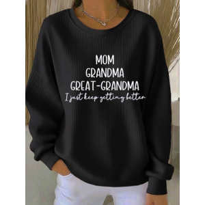 Casual Text Letters Printing Crew Neck Sweatshirt