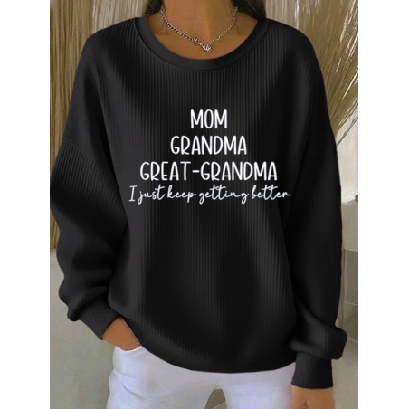 Casual Text Letters Printing Crew Neck Sweatshirt