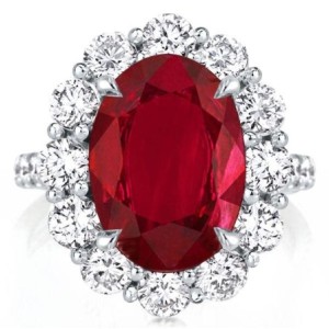 Halo Created Oval Cut Garnet Engagement Ring