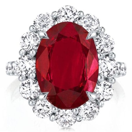 Halo Created Oval Cut Garnet Engagement Ring