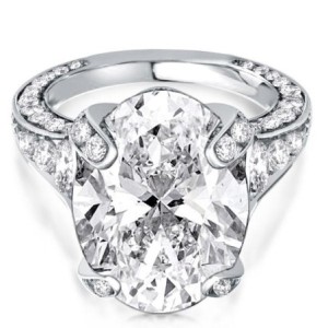 Italo Unique Cathedral Oval Cut Engagement Ring