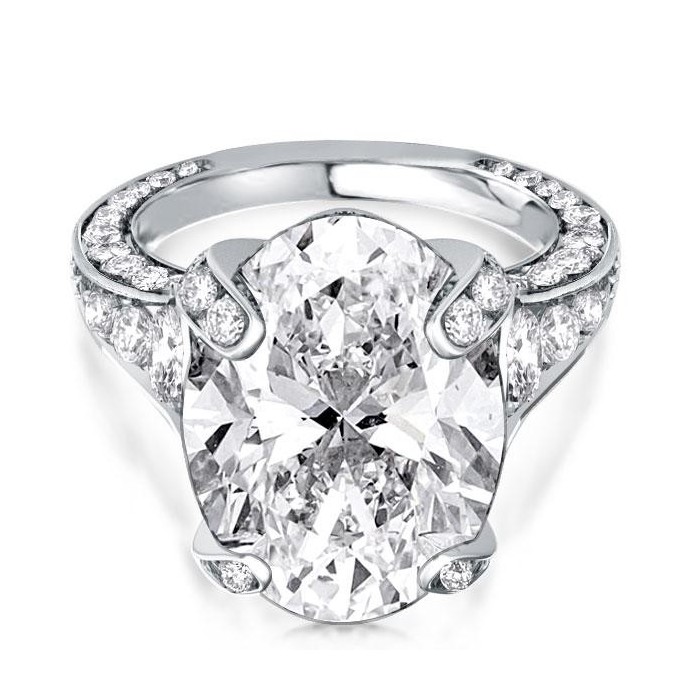 Italo Unique Cathedral Oval Cut Engagement Ring
