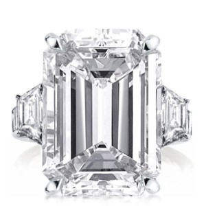 Italo Emerald Cut Ring Three Stone Engagement Ring