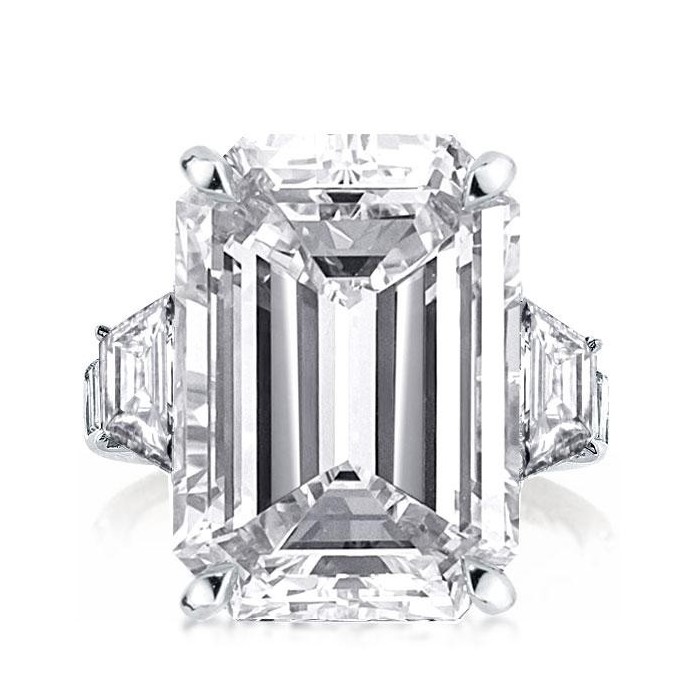 Italo Emerald Cut Ring Three Stone Engagement Ring