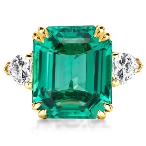 Italo Emerald Ring Emerald Cut 3 Stone Engagement Ring Promise Ring