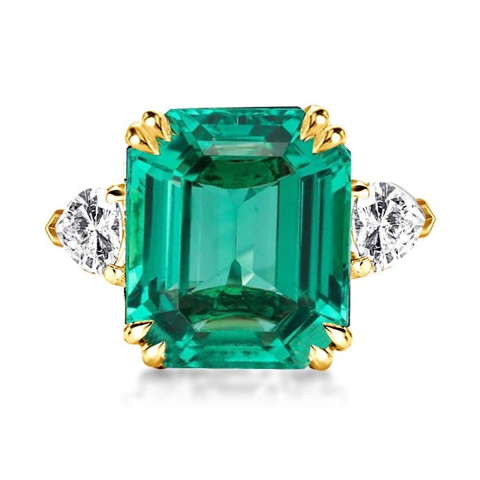 Italo Emerald Ring Emerald Cut 3 Stone Engagement Ring Promise Ring