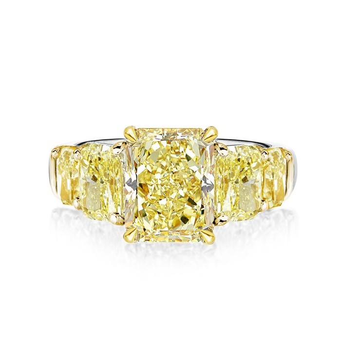 Five Stone Yellow Topaz Radiant Cut Engagement Ring