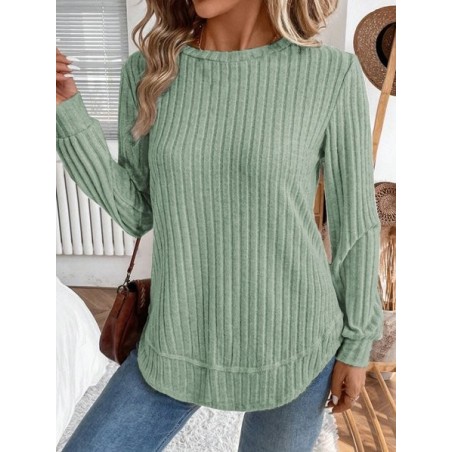 Plain Crew Neck Jersey Casual Knit Top