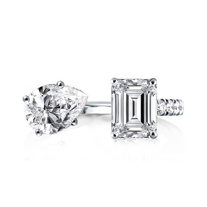 Pear & Emerald Cut Twin Ring