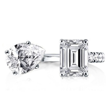 Pear & Emerald Cut Twin Ring