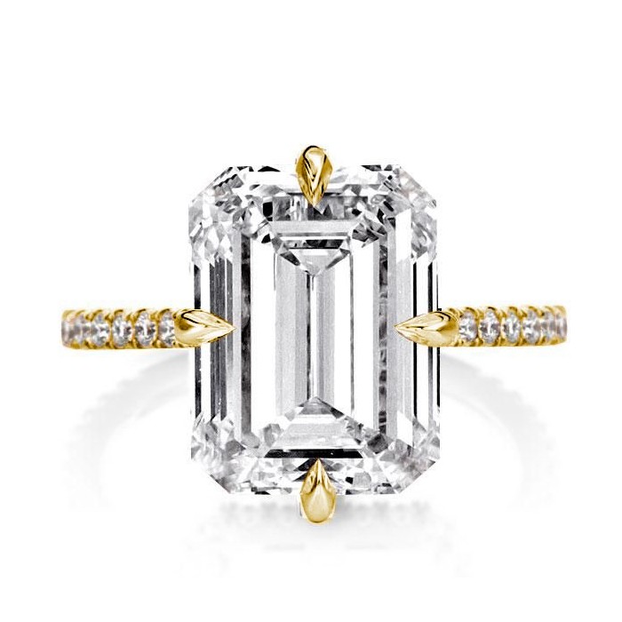 Golden Hidden Halo Emerald Engagement Ring