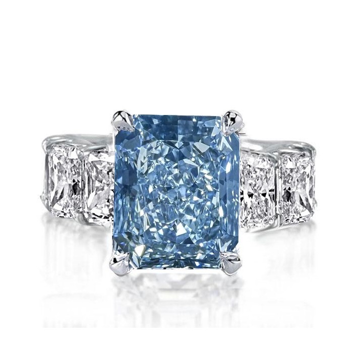 Italo Radiant Cut Blue Topaz Engagement Ring For Women